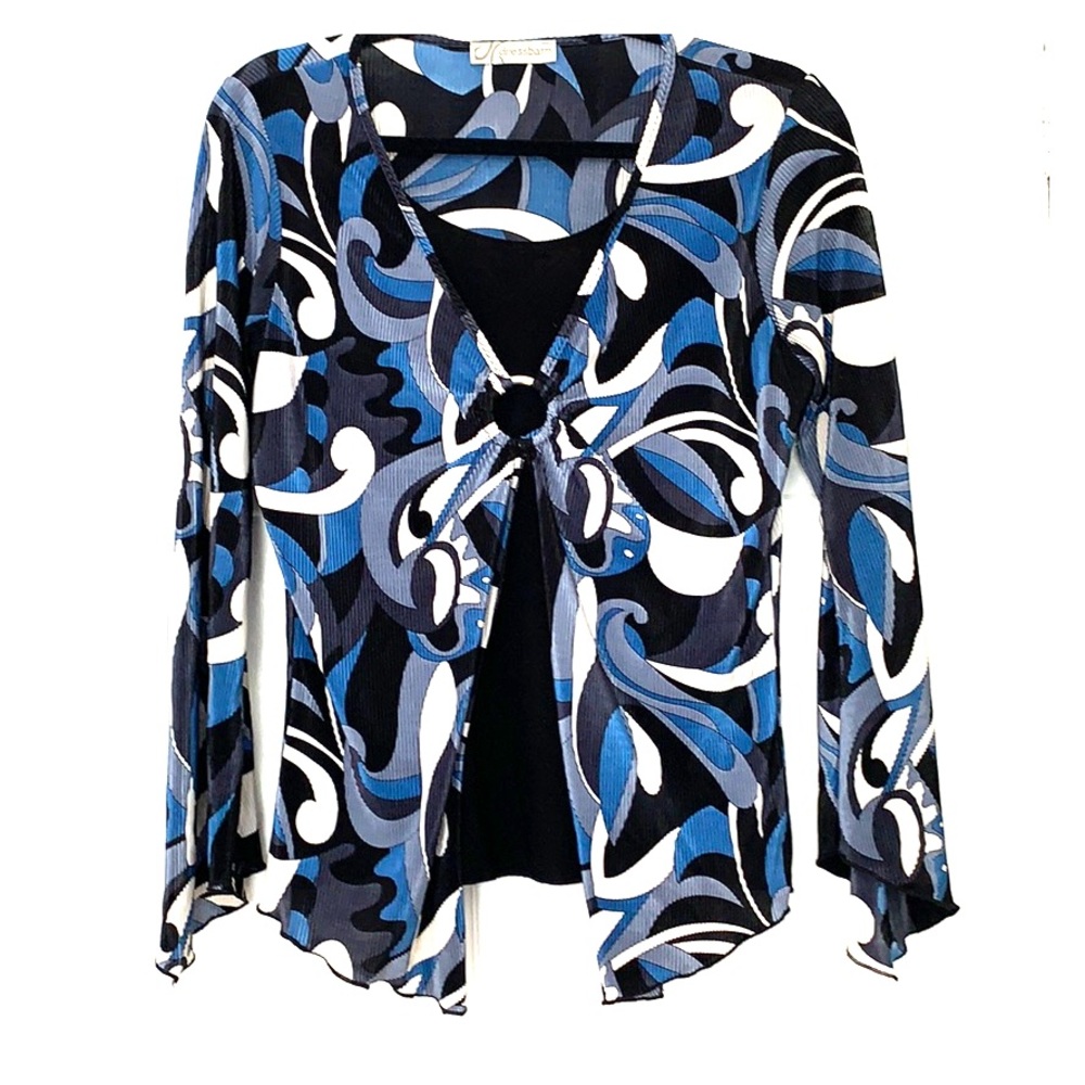 Printed ribbed blouse with sewn in cami